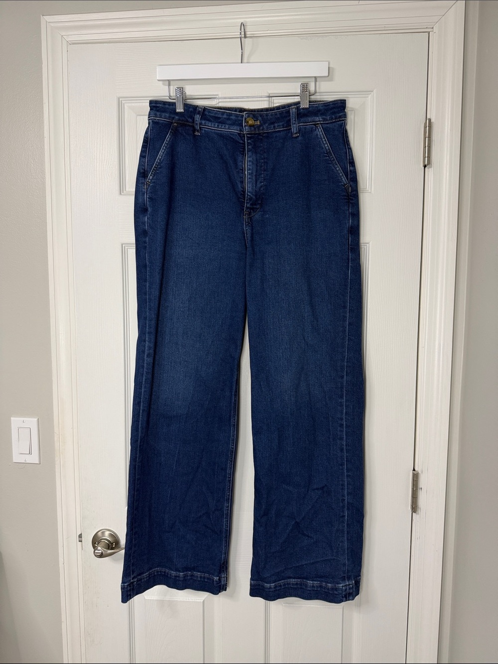 J. Crew High-Rise Wide-Leg Jeans in Dark Blue